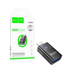 Adaptador OTG Hoco UA36B Tipo-C Macho Para USB Fêmea 2,0 Preto